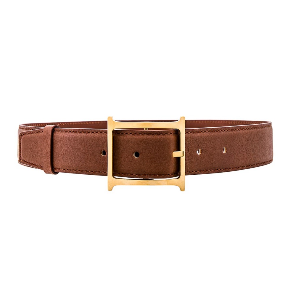 Helsa brown logo contrast belt